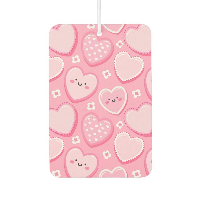 Cute Pink Hearts and flowers Air Freshener (Front)