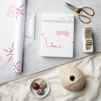 Cute Pink Hearts and Love Doodles Seamless Pattern Wrapping Paper