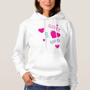 Cute pink Hearts and Love - romantic design Hoodie