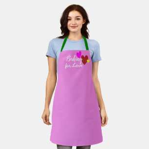 Cute Pink Hearts Apron, Baking for Love Chef's  Apron