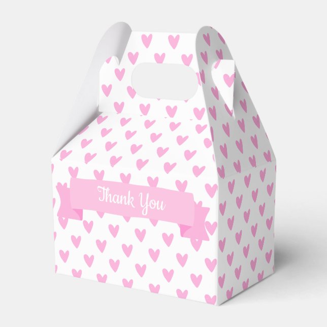 Cute pink Hearts | Baby Shower Thank You Favor Box (Front Side)