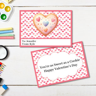 Cute Pink Hearts Cookie Classroom Valentine's Day Card