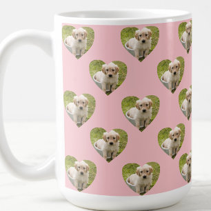 Cute Pink Hearts Custom Pet Photo Coffee Mug