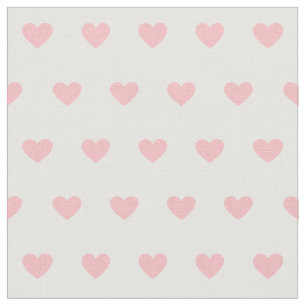 Cute Pink Hearts Dot Pattern on White Fabric