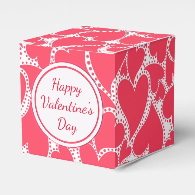 Cute Pink Hearts Favor Box (Front Side)