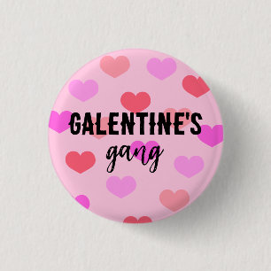 Cute Pink Hearts Galentines Day Custom 1 Inch Round Button