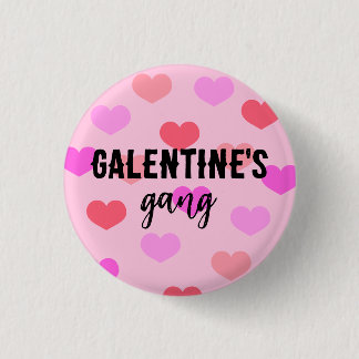 Cute Pink Hearts Galentines Day Custom 1 Inch Round Button