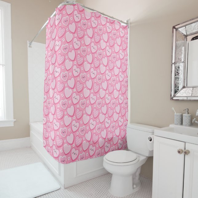 Cute Pink Hearts Girl Kids' Bathroom  (In Situ)