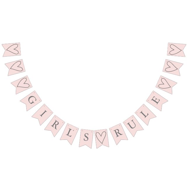 Cute Pink Hearts Girl's Rule Bunting Flags (All)