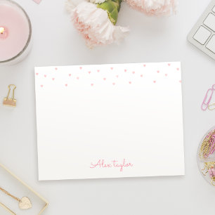 Cute pink hearts girly Personalized Stationery Card