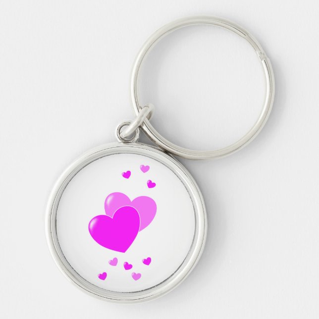 Cute Pink Hearts Keychain (Front)
