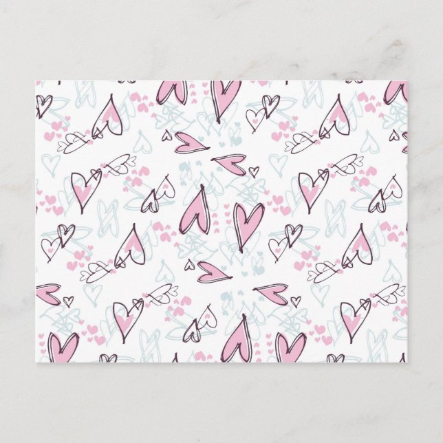 Cute Pink Hearts Love Valentine's Day Design Holiday Postcard (Front)