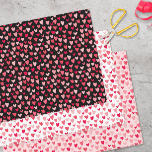 Cute Pink Hearts Love Valentine's Day Patterns Wrapping Paper Sheet