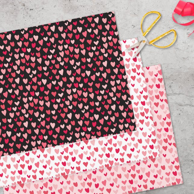 Cute Pink Hearts Love Valentine's Day Patterns Wrapping Paper Sheet (Creator Uploaded)