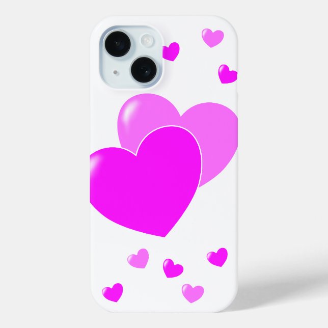 Cute Pink Hearts On White Case-Mate iPhone Case (Back)