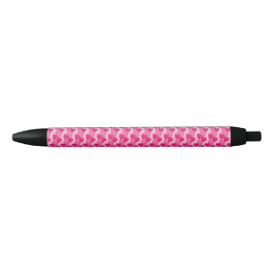Cute Pink Hearts Pattern Black Ink Pen