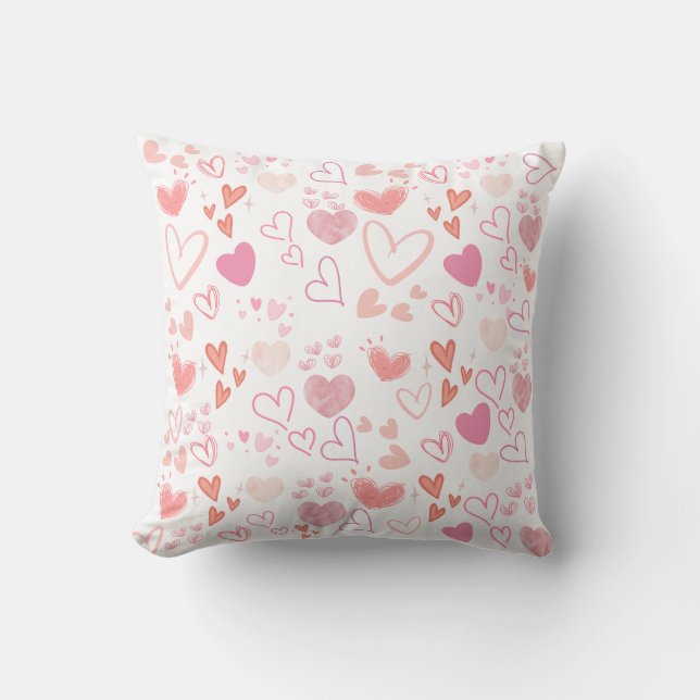  Cute Pink Hearts Pattern Decorative Throw Pillow (Front)