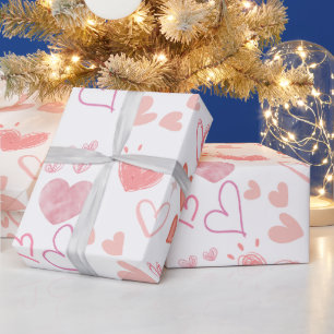 Cute Pink Hearts Pattern Gift Wrapping Paper