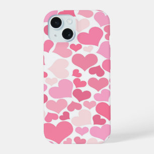 Cute Pink Hearts Pattern iPhone 15 Case