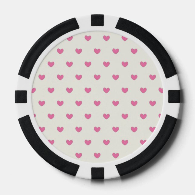 Cute Pink Hearts Pattern Poker Chips (Front)