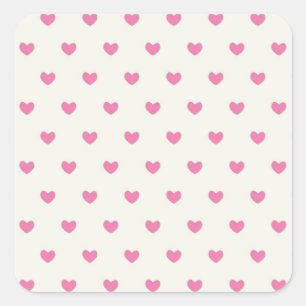 Cute Pink Hearts Pattern Square Sticker