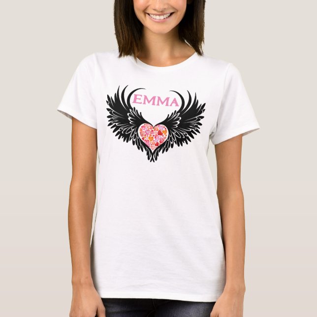 Cute Pink Hearts Pattern T-Shirt (Front)