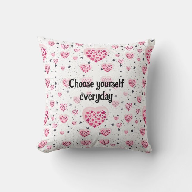 Cute Pink Hearts Pattern Throw Pillow (Front)