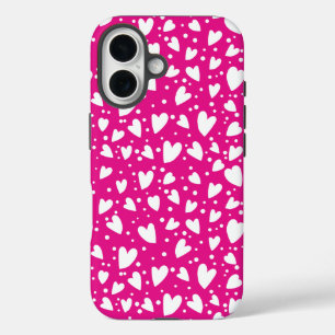 Cute pink hearts seamless pattern iPhone 16 case