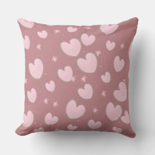 Cute Pink Hearts Throw Pillow