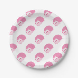 Cute Pink Hedgehog Paper Plate