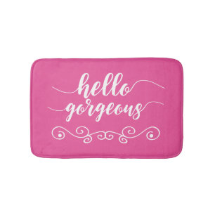 Cute Pink Hello Gorgeous Bath Mat