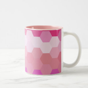 Cute Pink Hexagon Chevron Pattern Two-Tone Coffee Mug