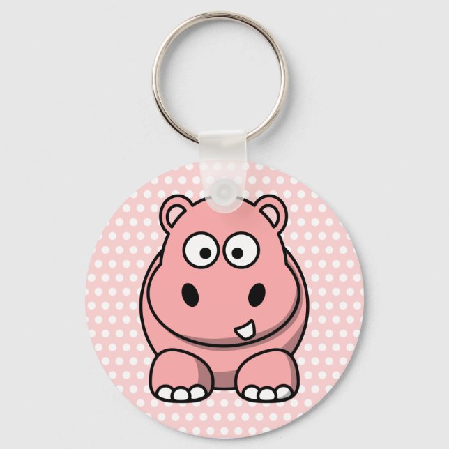 Cute Pink Hippo Keychain (Front)