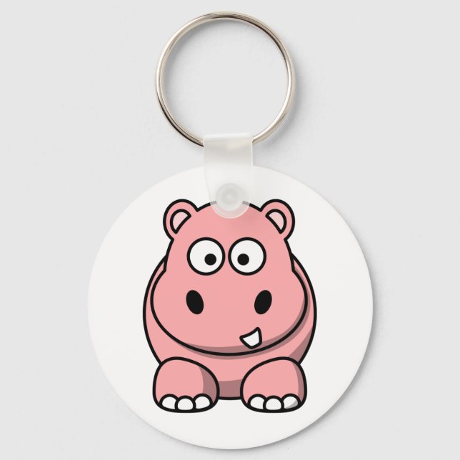 Cute Pink Hippo Keychain (Front)