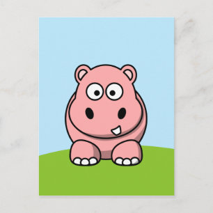 Cute Pink Hippo Postcard