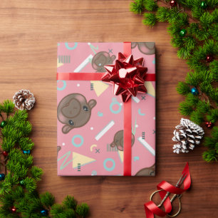 Cute Pink Hippo Wrapping Paper