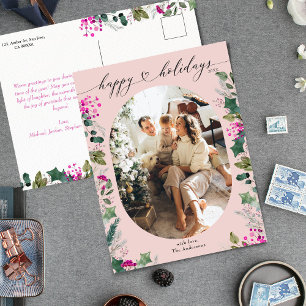 Cute Pink Holidays Photo Postcard