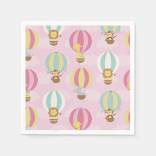 Cute Pink Hot Air Balloon Pattern Paper Napkin
