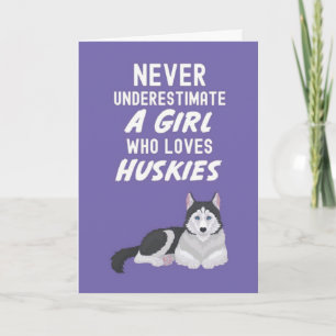 Cute Pink Husky Cards For Baby Girls Kids Pet Dog