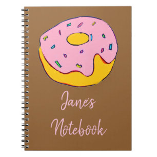 Cute pink icing doughnuts sweet dessert art notebook