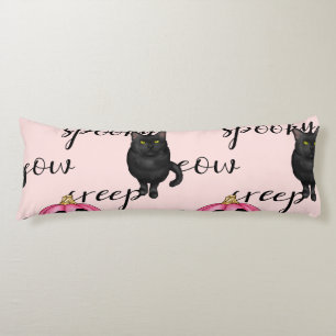 Cute Pink Jack-o'-Lantern and Black Cat Pattern Body Pillow