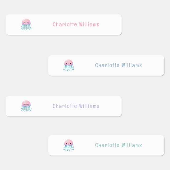 Cute Pink Jellyfish Custom Kids Name (Group)