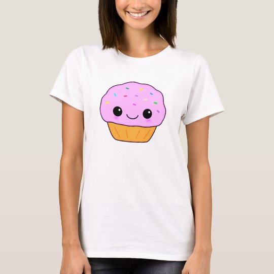 Cute Pink Kawaii Cartoon Cupcake T-Shirt