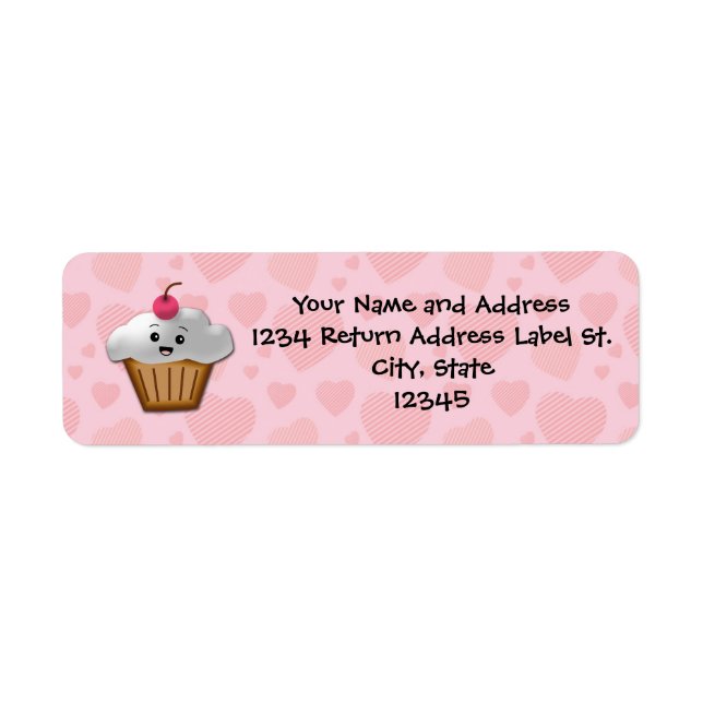 Cute Pink Kawaii Happy Face Cupcake Girls (Front)