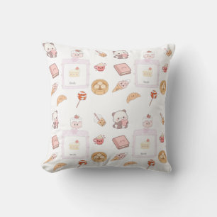 Cute Pink Kawaii Sweet Treats Dessert Design Throw Pillow