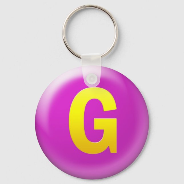 cute pink key chain, letter G Keychain (Front)