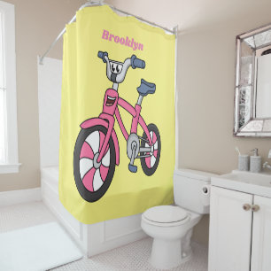 Cute pink kids bicycle cartoon illustration