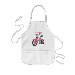 Cute pink kids bicycle cartoon illustration apron