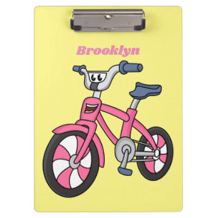 Cute pink kids bicycle cartoon illustration clipboard
