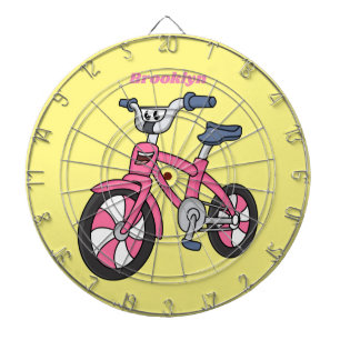 Cute pink kids bicycle cartoon illustration dartboard